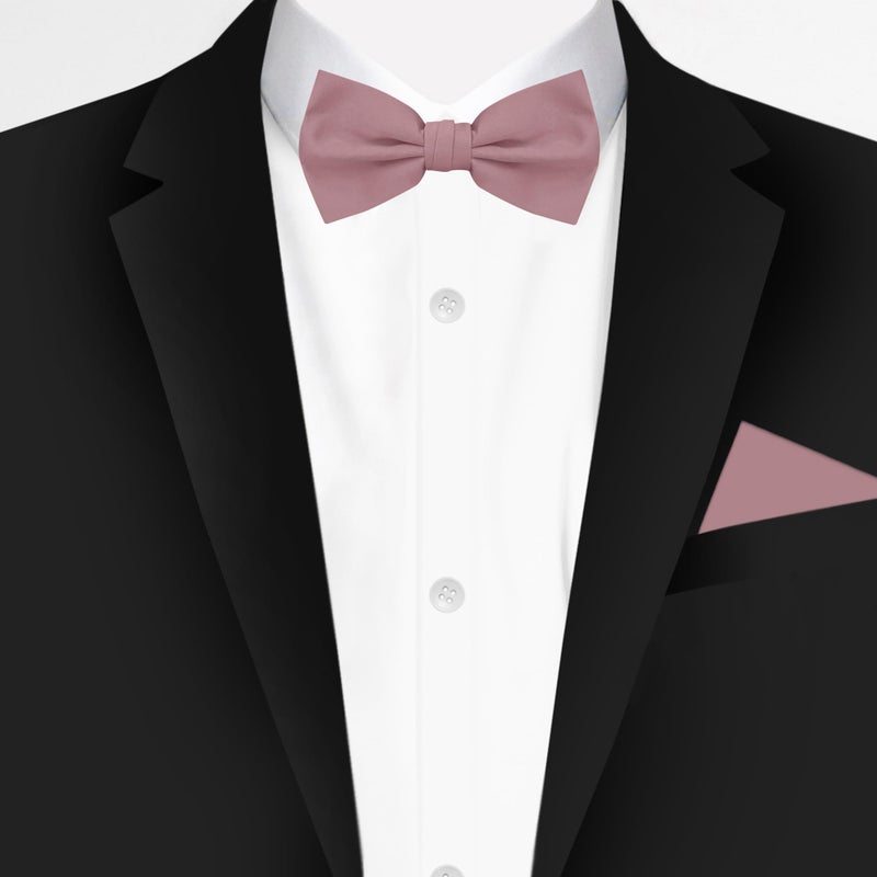 Jacob Alexander Men's Pretied Banded Adjustable Solid Color Bowtie - Dusty Rose - Image 2